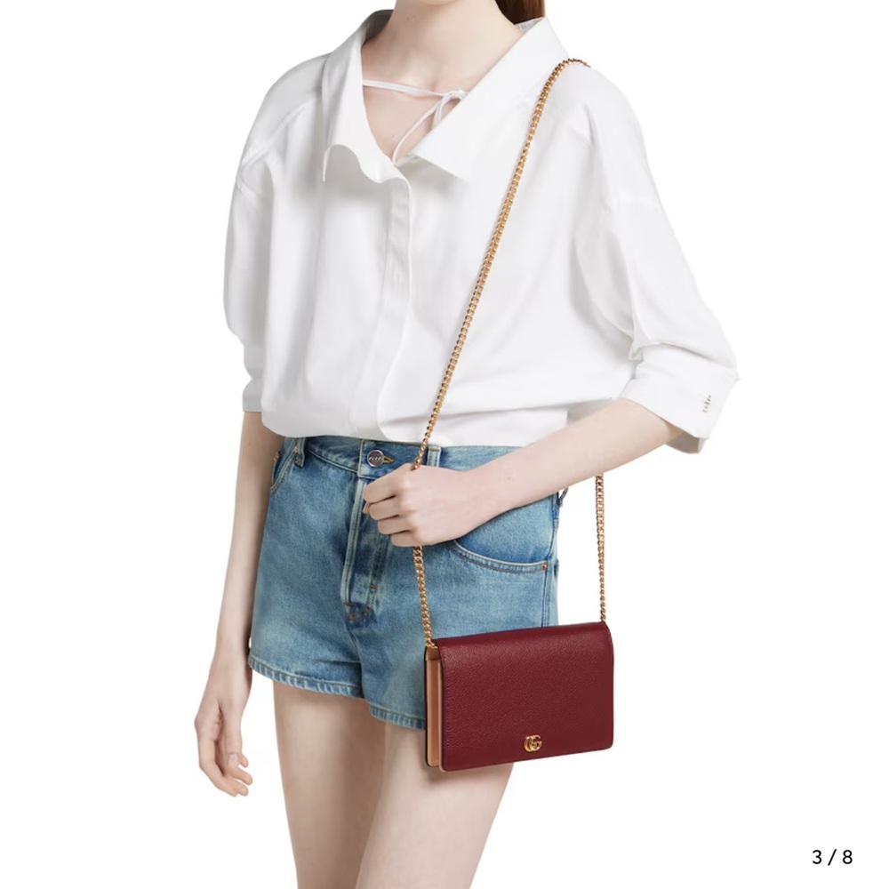 Gucci Burgundy Crossbody Bag with Gold Chain